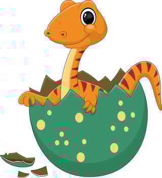 Cartoon baby euskelosaurus dinosaur hatching from egg vector