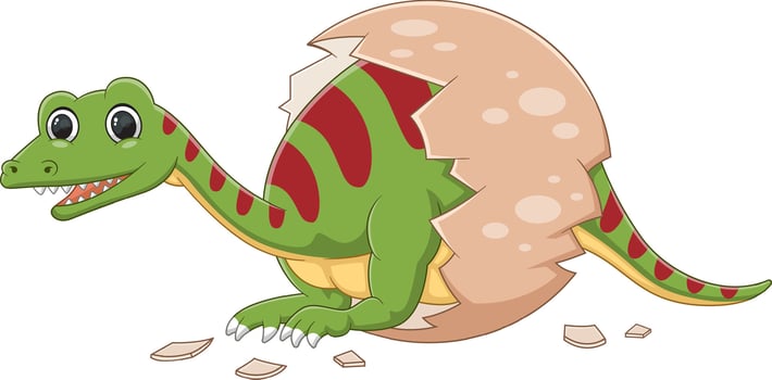 Cartoon baby efraasia dinosaur hatching from egg vector