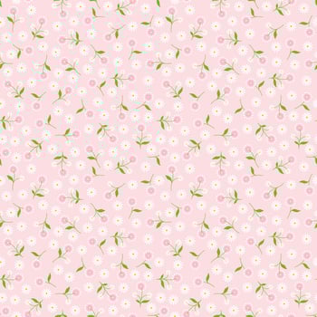 Cute daisy flower seamless pattern vector. Beautiful minimal floral pattern. White and pink flower, green leaf, yellow pollen. Design for fabric, textile, dress, skirt, shirt, scarf, card, cover, kid. vector