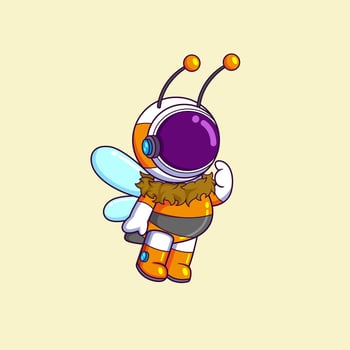 Cute astronaut wearing bee costume vector