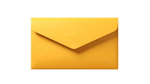 AI generated Yellow envelope on transparent background. Cartoon mail envelope in png