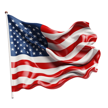 AI generated Waving American flag. US flag cut out. American flag on transparent background png