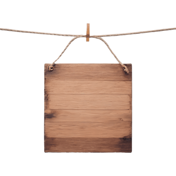 AI generated Wooden sign hanging on rope transparent background isolated png
