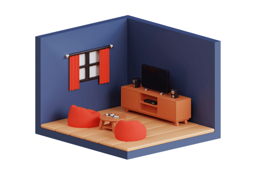 Family room 3d illustration. 3D isometric family room png