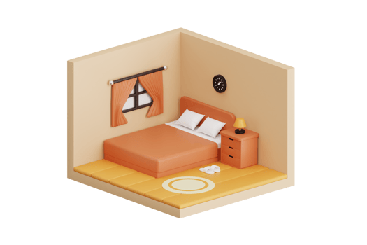 Bedroom 3D Illustration. 3D isometric bedroom png