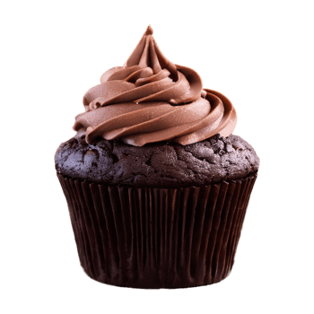 AI generated Chocolate cupcake in a mug placed on a wooden table isolated png