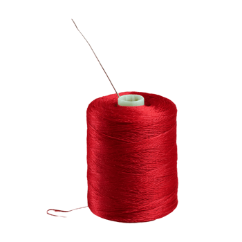 AI generated Horizontal photo of a red thread needle against a spool of thread isolated png