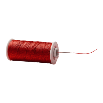 AI generated Horizontal photo of a red thread needle against a spool of thread isolated png