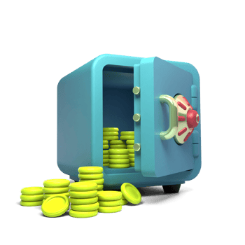 Open bank vault with gold coins 3d realistic icon. Financial growth of savings and protection of money savings. 3d render icon png