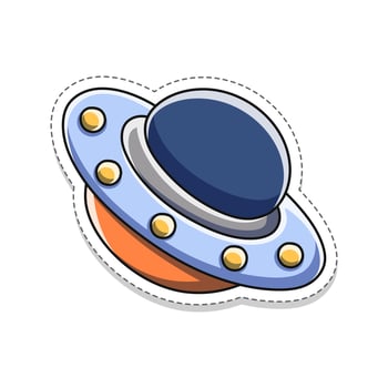 Free vector sticker illustration of a cute UFO rocket