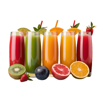 AI generated Transparent background showcasing fresh fruit juices isolated png