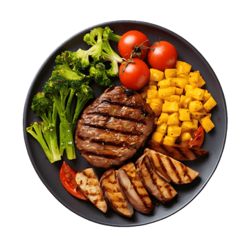 AI generated Grilled meat and veggies on transparent background isolated png