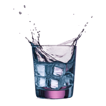 AI generated Ice cubes in a glass of water splashing on a transparent background isolated png