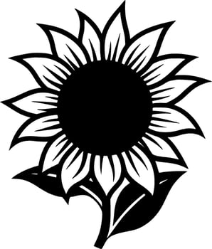Sunflower - Black and White Isolated Icon - Vector illustration