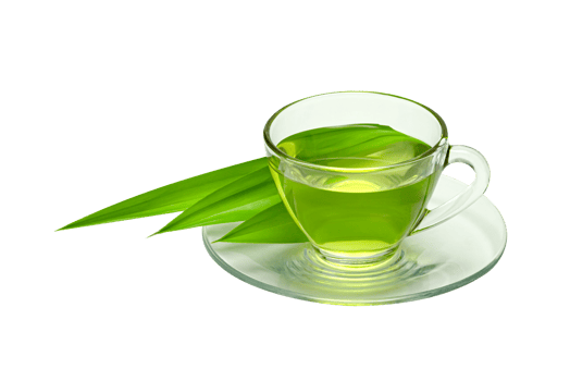 hot pandan Juice with green pandan leaves isolated png