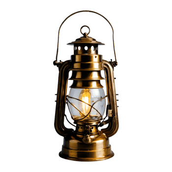 AI generated golden lantern sitting isolated png