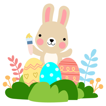 Easter bunny rabbits with baby chicks and Easter eggs png
