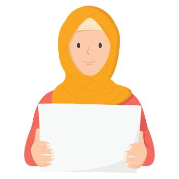 woman in hijab with blank paper png