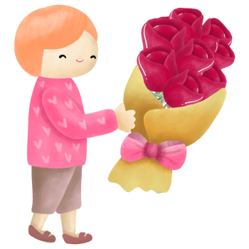The boy give flower bouquet for someone png