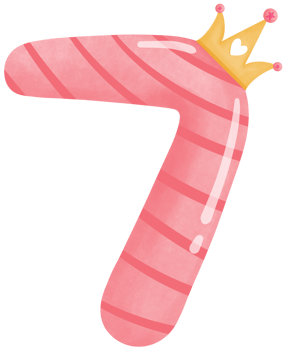 Number seven with crown for birthday party png