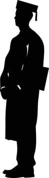 AI generated Silhouette man wear graduating hat black color only vector