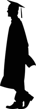 AI generated Silhouette man wear graduating hat black color only vector
