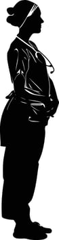 AI generated Silhouette nurse black color only full body vector