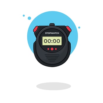 Modern Digital Stopwatch Vector Illustration. Flat Cartoon Style Design