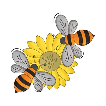 illustration of bee and flower vector