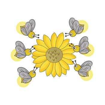 illustration of flower with fireflies vector