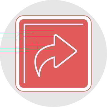Curved Right Glyph Multicolor Sticker Icon vector