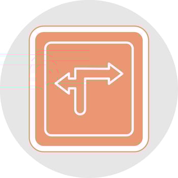 Turn Direction Glyph Multicolor Sticker Icon vector