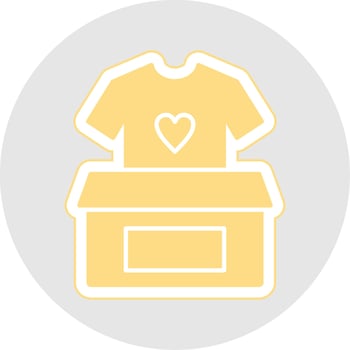 Clothes Donation Glyph Multicolor Sticker Icon vector