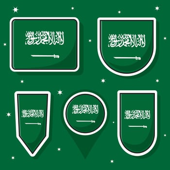 Saudi Arabia national flag cartoon vector illustration icon mascot bundle packs