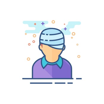 Injured head icon flat color style vector illustration