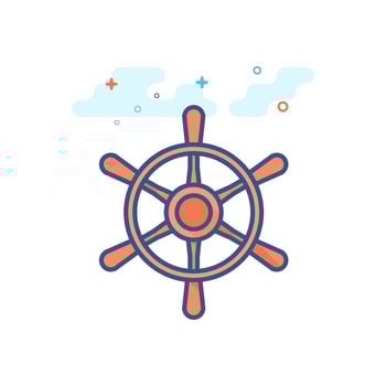 Ship steer wheel icon flat color style vector illustration