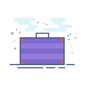 Business suitcase icon flat color style vector illustration
