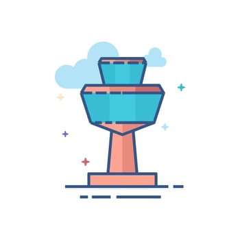 Airport tower icon flat color style vector illustration