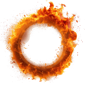 AI generated Intense circular fire and dust explosion isolated on transparent background, showcasing dynamic energy and bright, vivid flames png