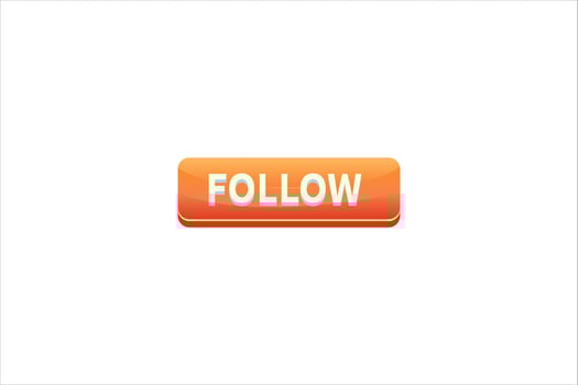 Follow Button Interface Flat Sticker Design vector