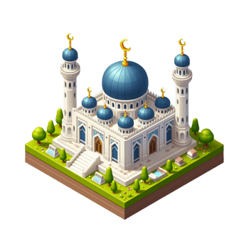 small mosque , 3d render isometric png