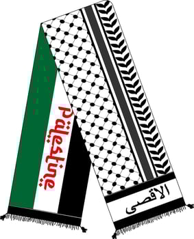 PalestinesScarf and national flag.  Flat vector design.