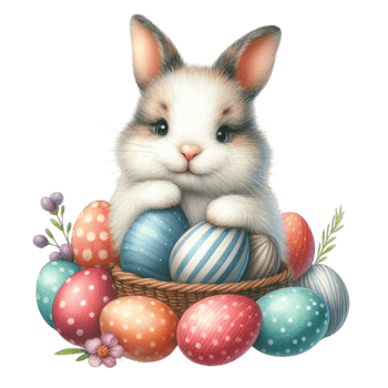 AI generated easter bunny with basket png
