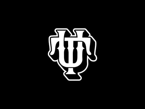 TU initial letter, TU Monogram, for tattoo shop, streetwear or brand logo icon business, with isolated black background. vector