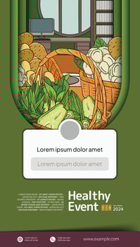 Tropical vegetables illustration layout poster for social media post vector