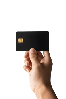 AI generated hand holding a credit card on a transparent background png