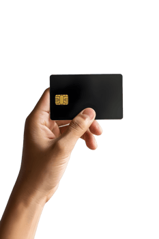 AI generated hand holding a credit card on a transparent background png