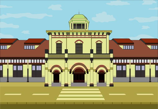 Tawang Old Train Station Semarang Indonesia vector