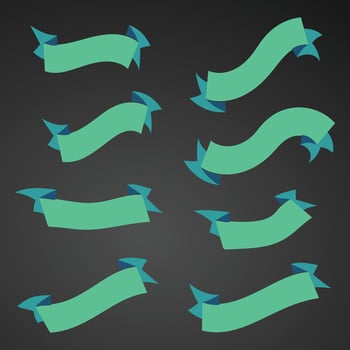 Ribbons set vector with black background