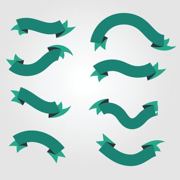 Ribbons set vector beautiful color with white background